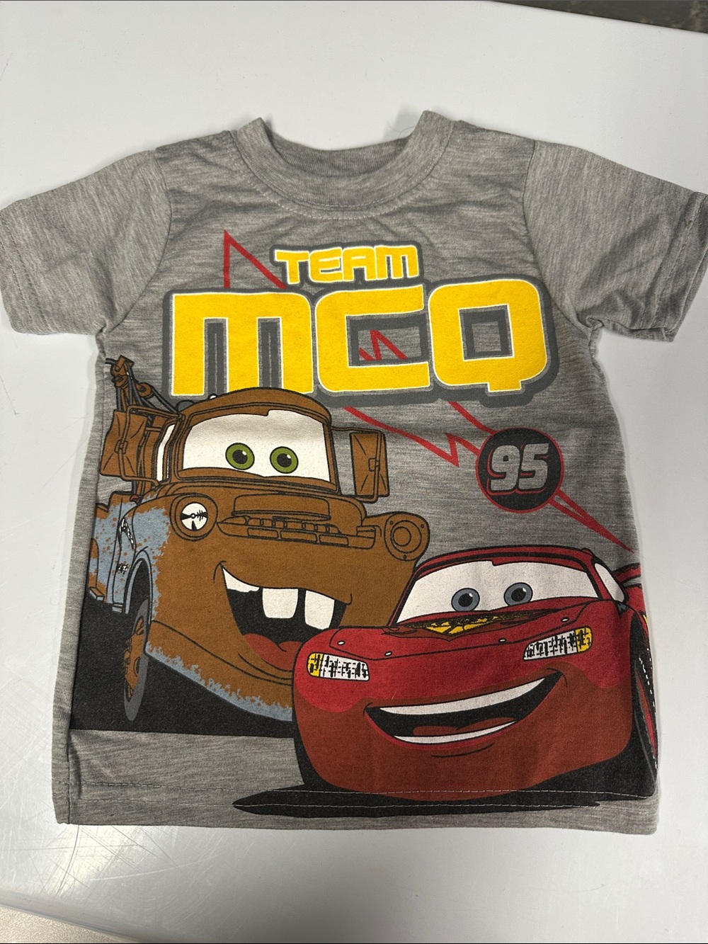 Disney Cars 'Team MCQ' Graphic Tee - Gray with Red, Yellow & Brown
